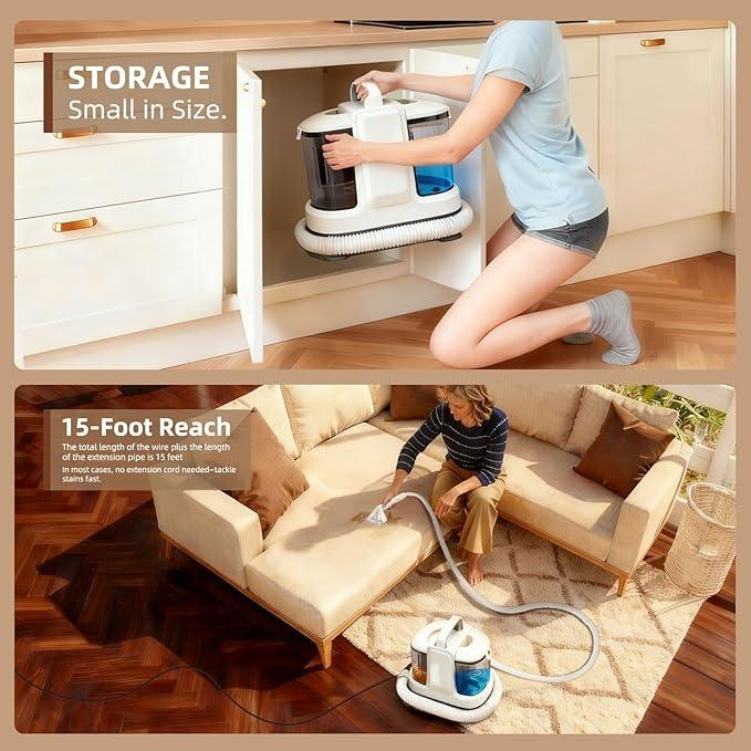 Coospider 18Kpa Portable Carpet Cleaner for Pets Powerful Suction Spot Upholstery Cleaner, Couch Cleaner Machine Deep Cleaner & Stain Remover for Dog Cat Bed, Furniture, Rug, Sofa, Car and Mattress - NeatNest