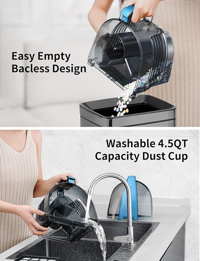 Canister Vacuums 45Kpa 1600W Canister Vacuum Cleaners for Home Double HEPA Filter 4.5Qt Bagless Vacuum Cleaner Lightweight Canister Vacuum Cleaner for Hard Floors Carpet Pet Upholstery Tiles Car Blue - NeatNest