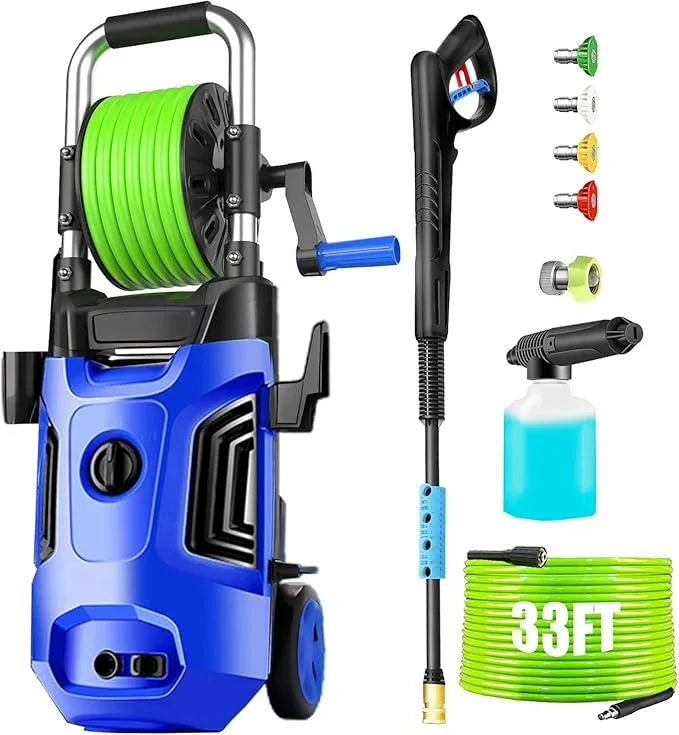Pressure Cleaner 5000 PSI Power Cleaner Powered with with 33ft Pressure Hose, 4 Nozzle and Foam Cannon, for Home, Cars, Light Blue - NeatNest