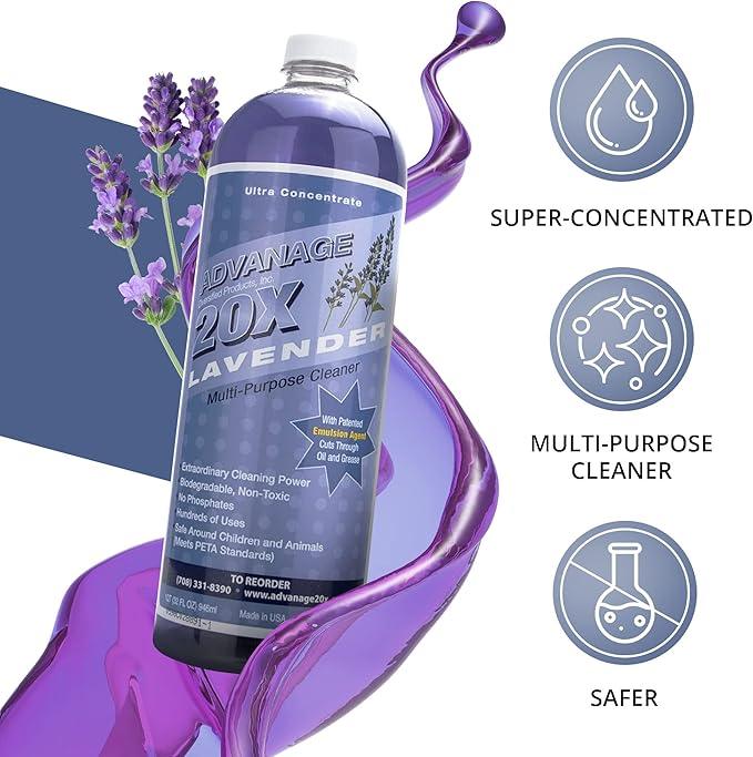 All Purpose Cleaner Concentrate - Advanage 20X The Wonder Cleaner Lavender for All Surfaces Around Bathroom, Kitchen, Oil and Grease, Multi Purpose Cleaner for Household Cleaning Solution | 32 FlOz - NeatNest
