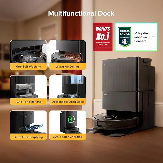 roborock Qrevo S5V Robot Vacuum and Mop, FlexiArm Edge Mopping, 12,000Pa Suction, Dual Zero-Tangle System, Smart Obstacle Avoidance, 10mm Mop Lifting, Auto Mop Washing&Drying, Self-Emptying&Refilling - NeatNest