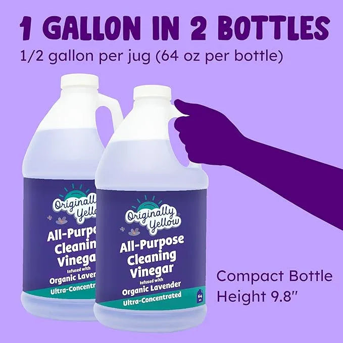 Originally Yellow Lavender White Vinegar For Cleaning Purpose | USA Made All Purpose Cleaner | Use as Glass, Kitchen & Floor Cleaner | Plant Derived Cleaning Vinegar 1 Gallon in 2 pack | 128 Oz - NeatNest