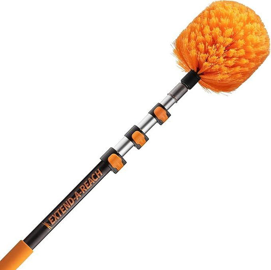 4-13 ft Cobweb Duster with Extension Pole // 20 Foot High Reach Spider Web Cleaner Cobweb Brush for Outdoor & Indoor Web Cleaning // Lightweight & Sturdy Telescopic Pole // The Ultimate Dusting Kit - NeatNest