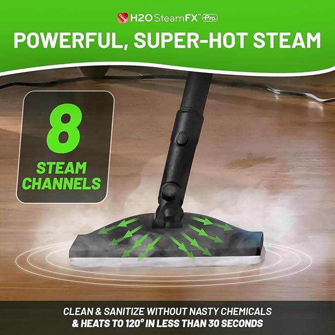 H2O SteamFX Pro Handheld Steam Cleaner with 12 Accessories – Multipurpose Steam Mop for Floors, Carpets, Upholstery, and Outdoor Surfaces, Ideal for Deep Home and Patio Cleaning - NeatNest