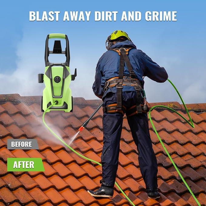Electric Pressure Washer 5000 PSI 3.8GPM Power Washer with 33FT Hose and 4 Nozzles for Cars/Fences/Driveways/Home/Patios Cleaning, Green - NeatNest
