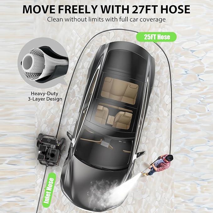 4200PSI Gas Pressure Washer, 4.0GPM Heavy Duty Power Washer with 5 Quick Connect Nozzles, 25ft Flexible Hose and 0.5Gal Soap Tank, 212cc 7.0 HP Engine, EPA/CARB/ETL Compliant, Gray - NeatNest