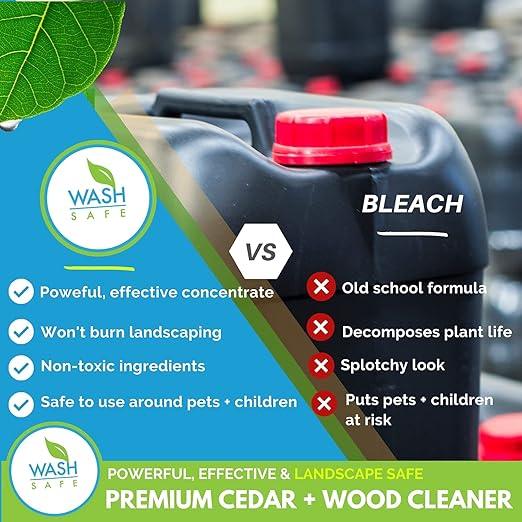 Wash Safe™ CEDAR WASH | Eco-Safe and Organic Wood Cleaner | Clear, Bleach-Free Powder Concentrate | Clean Cedar Shakes, Shingles, Clapboard, Decks, Beams and Wood Surfaces, 3LB. - NeatNest