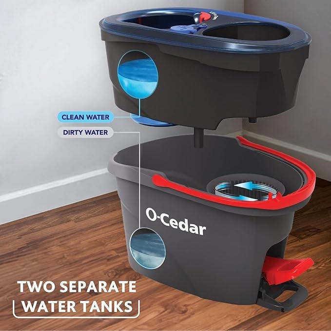 O-Cedar RinseClean Microfiber Spin Mop & Bucket Floor Cleaning System with 4 Extra Mop Head Replacements - NeatNest