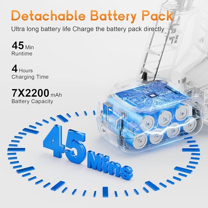 Cordless Stick Vacuum Cleaner - Rechargeable, Powerful Vacuums with Detachable Battery Display, Max 45Mins Runtime, 8 in 1 Handheld Vacuum for Hardfloor & Carpets Pet Hair, 45Kpa Yellow - NeatNest