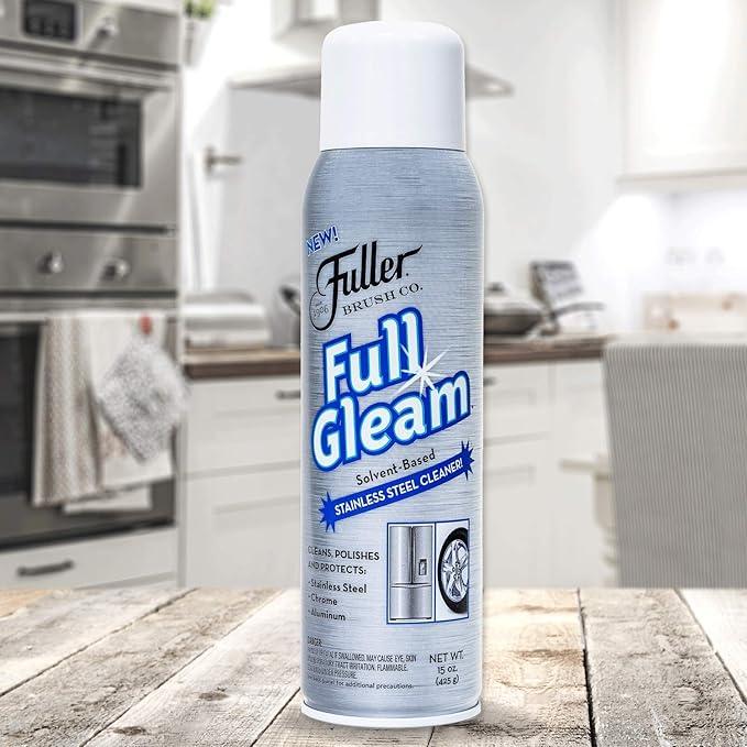 Fuller Brush Full Gleam Stainless Steel Cleaner – 15 oz Spray for Appliances, Chrome, Aluminum & Sinks – Cleans, Polishes & Protects Metal Surfaces (Pack of 2) - NeatNest