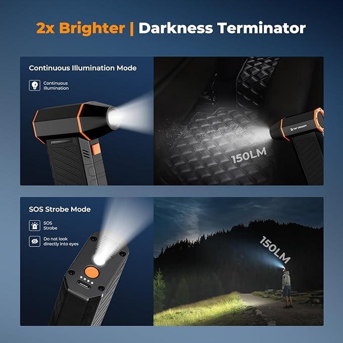 K&F CONCEPT 2025NEW Magnetic Compressed Air Duster, Electric Air Duster|300000RPM|3 Gear Adjustable|Super Wind Power|Rechargeable Brushless Motor|for Computer, Keyboard, Car, Home,Outdoor Cleaning - NeatNest