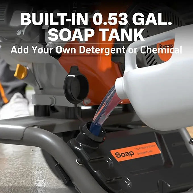 NOVUS Gas Pressure Washer 3400 PSI, 2.6 GPM Power Washer with 30FT Extra-Long Hose, 5 Nozzles, Onboard Soap Tank, 212CC Engine, Spray Gun and Wand, for Vehicles Driveways Patios Fences Furniture - NeatNest