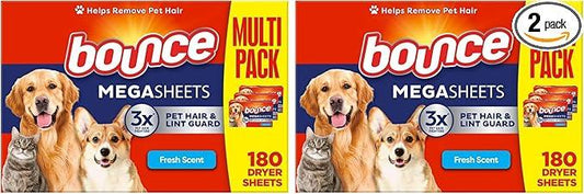 Bounce Fabric Softener Sheets, Fresh Scent, 180 Count | Pet Hair and Lint Guard | Pack of 2 | 3X Pet Hair Fighters - NeatNest