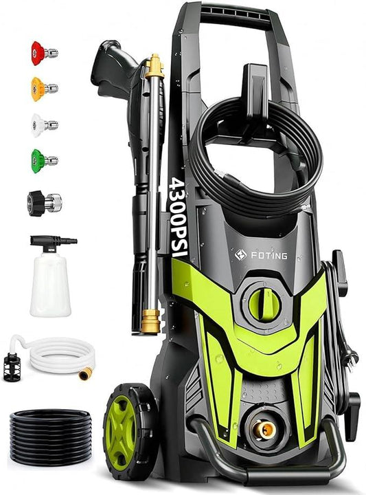 2025New Pressure Power Washer with 4 Quick Connect Nozzles, Inlet Hose & Filter, Foam Cannon for Cars/Fences/Driveways/Patios/Home Cleaning 4300PSI - NeatNest