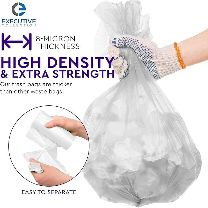 Clear 7-10 Gallon Trash Bags, 500 Bulk Pack - Medium Size Garbage Bin Liners for Office, Bedroom and Kitchen Wastebasket Cans - by Executive Collection - NeatNest