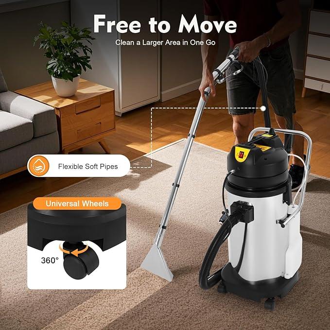 Commercial Carpet Cleaner, 40L Professional Carpet Cleaners Machine with 6 Suction Tools, 1049W Wet Dry Extractor Vacuum Washing Machine for Sofas, Curtains - NeatNest