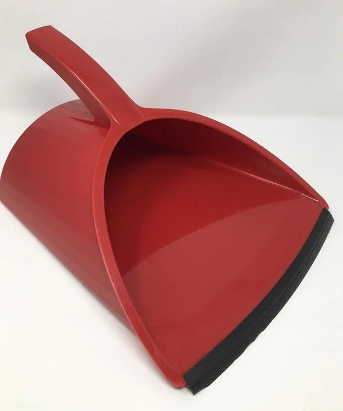 Handy Pan- RED - Large Capacity Recycled Plastic Heavy Duty Dust Pan! Made in USA! Great for Home, Shop, Garage, Waterproof, Stackable, Stands Upright. Unique Rubber Edge gets Debris in! Handypan - NeatNest