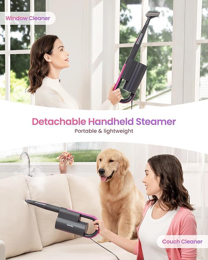 Schenley Steam Mop Cleaner with Detachable Handheld Steamer for Cleaning Hardwood, Laminate Floor, Tiles and Grout, with 13-in-1 Multi-purpose Accessories and Washable Microfiber Pads - NeatNest
