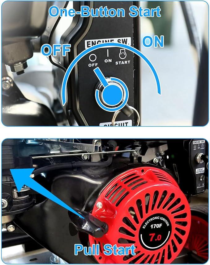 3600 PSI Gas Pressure Washer, One-Button Start 212cc 7HP Engine 3.3GPM, Includes Hose Reel，50 FT 3/8 inch Hose，5 Quick Connect Nozzles，Spray Gun and Wand - NeatNest