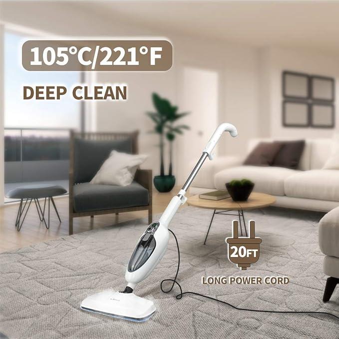 Steam Mop for Hardwood Cleaning, Steam Cleaner, Multipurpose Adapter Accessories, Floor Steamer, Lightweight, 20ft Power Cord, 2 Pads, 1200W, 300ml Water Capacity, 18 Secs Heat Up by Sandoo, SC1050 - NeatNest