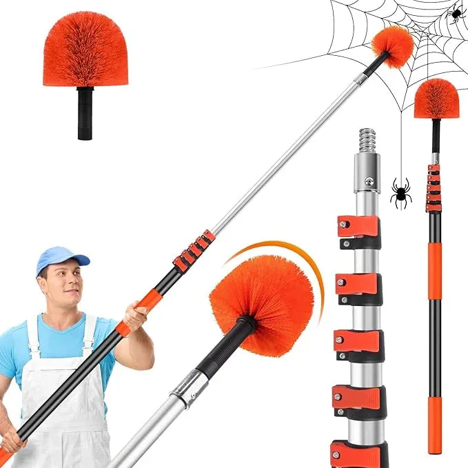 30FT Reach Cobweb Duster with Extension Pole,Spider Web Brush for Cleaning with 5-24FT Telescoping Pole,5-Stage Lightweight & Sturdy Telescopic Web Cobweb Duster Pole for Outdoor Indoor Use - NeatNest