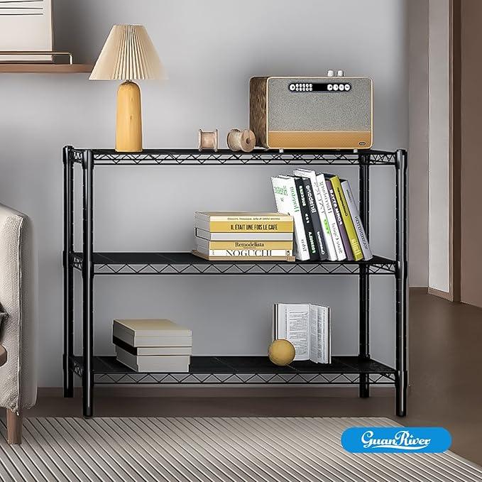 3-Shelf Adjustable Metal Shelf Wire Shelving Unit Storage Rack Display Shelf for Office,Kitchen,Bedroom,Bathroom,Laundry,Pantry Basement,Garage(Black,36" L x 14" W x 30" H) - NeatNest