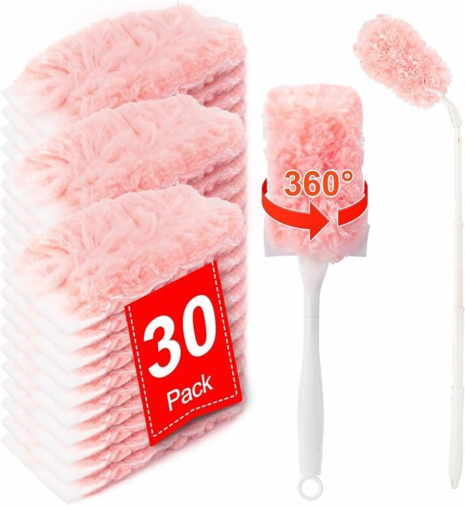 KeFanta Heavy Duty Duster Refills Kit for Swiffer Duster, 4X Microfiber Multi Surface Dusters for Cleaning with 3 ft Extended Handle, 1 Short Handle, 30 Refills - NeatNest