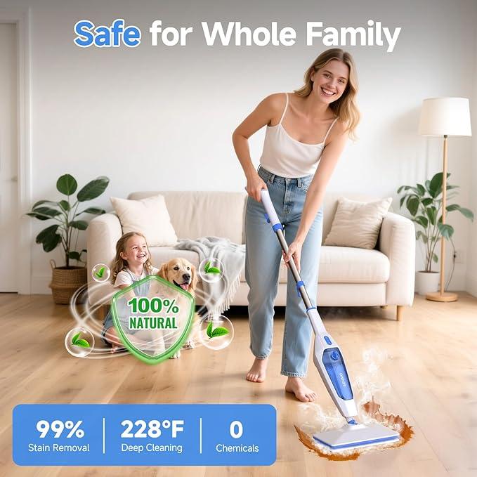 SENMO Steam Mop, 14-in-1 Detachable Steam Cleaner for Home and Floor, 1300W 228°F Deep Cleaning MultiPurpose Floor Steamer with 14 Attachments for Hardwood Floors, Tile, Grout, Furniture, Carpet, Wall - NeatNest