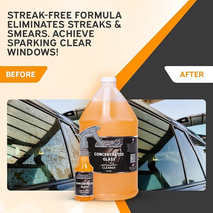 LANE'S Concentrated Auto Glass Cleaner | Tint-Safe Car Windshield, Window Cleaner | Removes Automotive Smoke Film, Fingerprints, & Smudges | Streak-Free, Safe for All Glasses | 128oz, 2 Pack - NeatNest