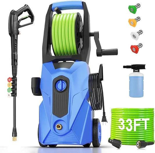Pressure Washer 5000PSI Power Washers Powered with 33ft Pressure Hose, 4 Nozzle and Foam Cannon, powerwashers for Home, Cars, Fences, Patio, Blue - NeatNest