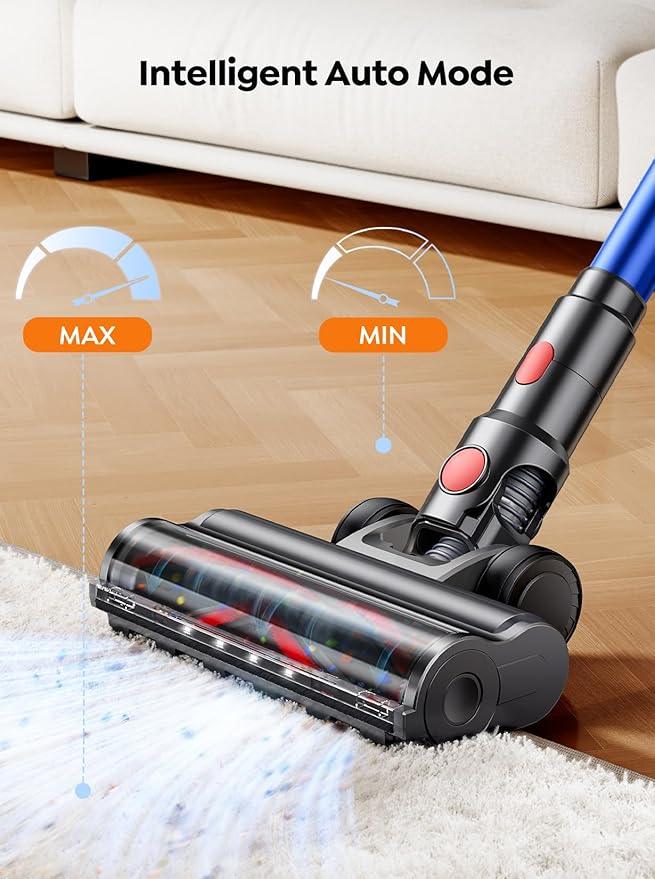Cordless Vacuum Cleaner, 600W with Extra Mattress Cleaning Tool, 45KPA Stick Vacuum Cleaners for Home 60 Mins Runtime, Self-Standing, Wall Mount Charging, Rechargeable Vacuum for Floor Carpet Pet Hair - NeatNest