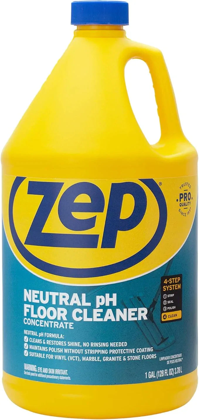 Zep Neutral pH Floor Cleaner. 1 Gallon (Case of 4) - ZUNEUT128 - Concentrated Pro Trusted All-Purpose Floor Cleaner - NeatNest
