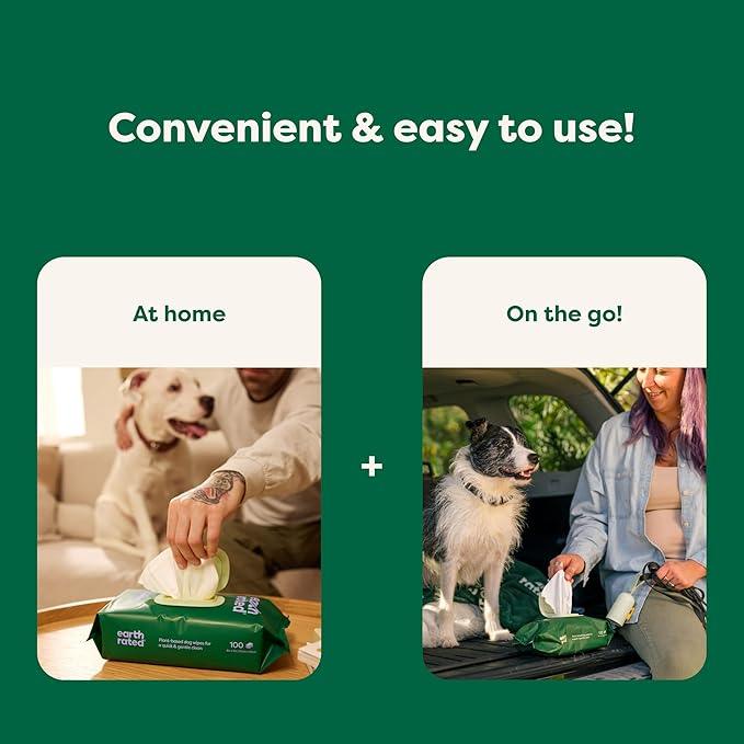 Earth Rated Pet Wipes for Dogs and Cats, Hypoallergenic, Cleaning and Hydrating, for Grooming Paws, Body and Butt, Unscented, 100 Count - NeatNest