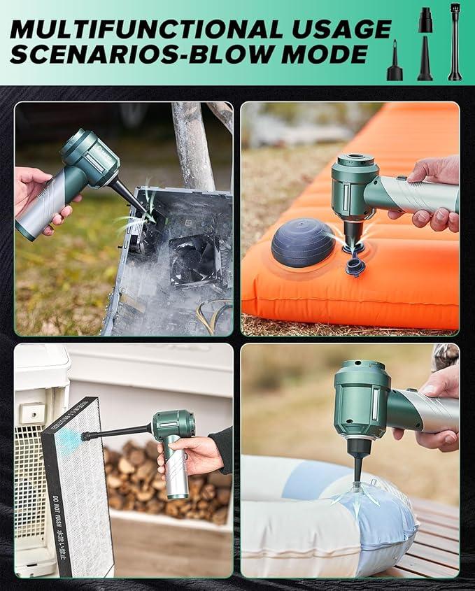 Saker Foldable Handheld Car Vacuum Cleaner Portable Cordless, 17000PA High Power Mini Vacuum Cleaner and Air Duster with Brushless Motor for Home,Cars,Office Cleaning HL133 Olive Green - NeatNest