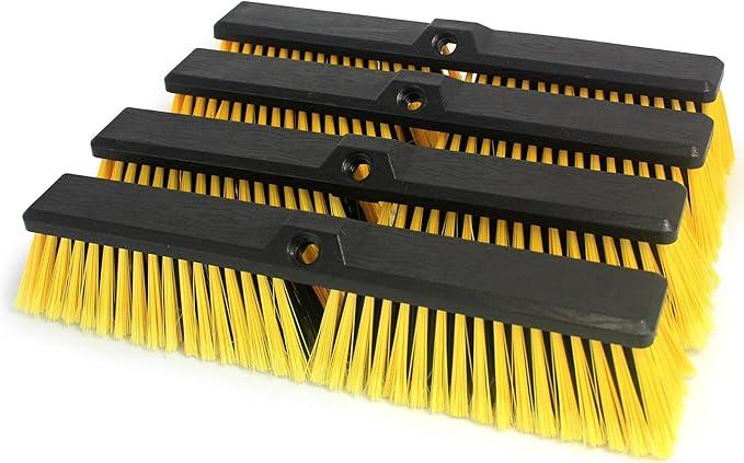 FRAXIR 4PCS Push Broom Head Outdoor Large Stiff Bristle Broom Head - Excellent Cleaning Performance - Easy Installation Broom Head(18 inches) - NeatNest