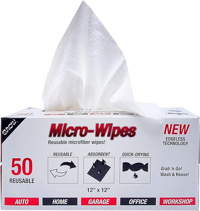Eurow 200GSM Microfiber Cleaning and Drying Cloths with Dispenser Box, Reusable, Streak-Free, Scratch-Free, Ultra Absorbent, Edgeless for All Surface Types, 12x12in, 50-Pack, White - NeatNest