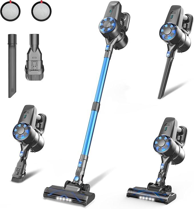 Cordless Vacuum Cleaner,8-in-1 Lightweight Stick Vacuum with Powerful Suction,Self-Standing,40 Mins Max Runtime,Rechargeable Vacuum Cleaners for Home,Hardwood Floor,Carpet,Pet Hair (Charcoal) - NeatNest