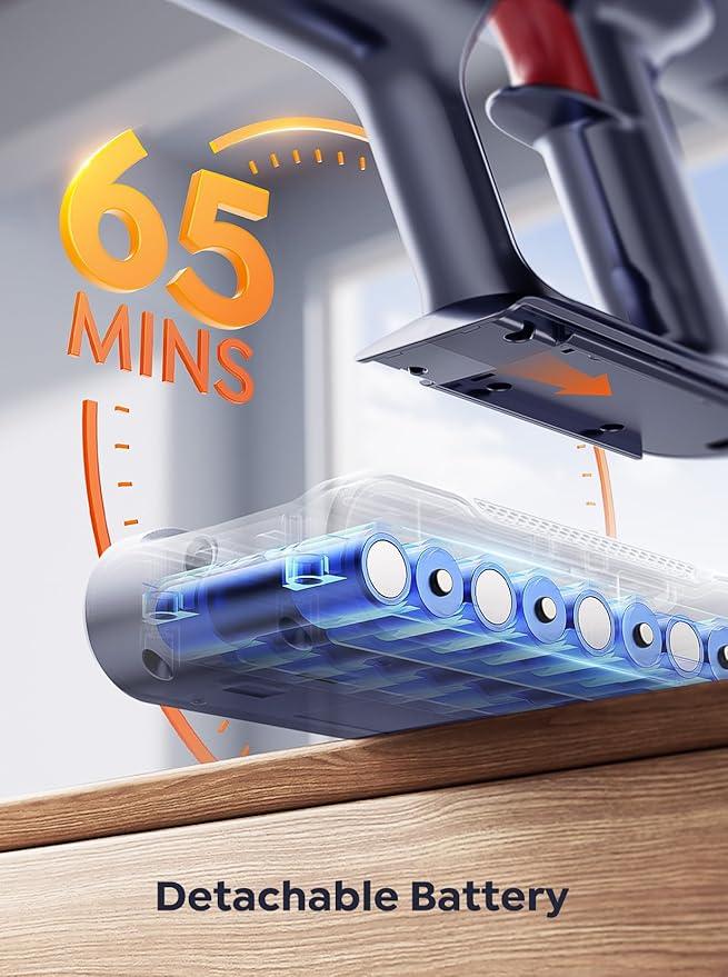 Cordless Vacuum Cleaner, 600W 50Kpa 65Mins Vacuum Cleaners for Home, Stick Vacuum with Self-Standing, Touch Screen, Vacuum Cleaner with Charging Station for Hard Floor Carpet Car Pet - NeatNest
