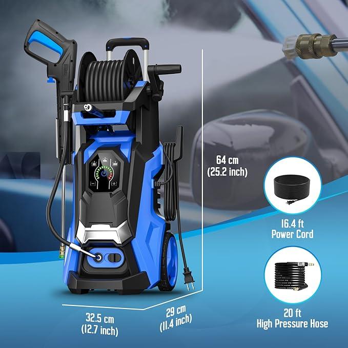 Pressure Washer with Touch Screen, 5000PSIIMAX Power Washer, Foam Cannon and 4 Quick Connect Nozzles, High Pressure Cleaning Machine for Cars/Fences/Driveways - NeatNest
