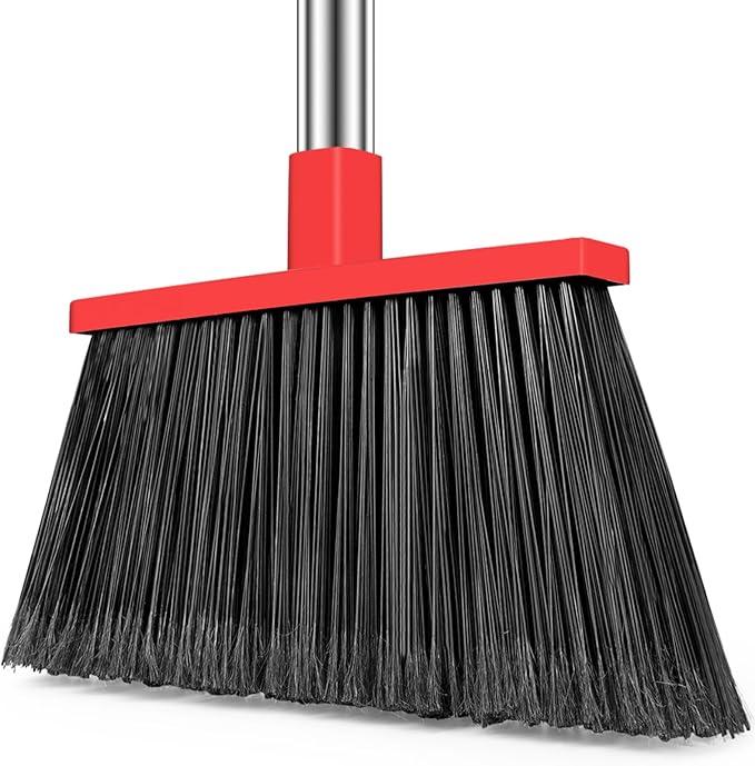 PBHEPJ Broom, Outdoor Broom for Floor Cleaning, 58" Long Stainless Steel Handle, Hard Bristle Angle Broom for Sweeping Indoor, Commercial, Industrial, Garage, Kitchen - NeatNest