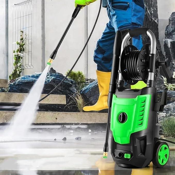 Pressure Cleaner High Power Cleaner with 33ft Pressure Hose, 4 Nozzle and Soap Bottle for Car, Fence, Patio (Light Green) - NeatNest