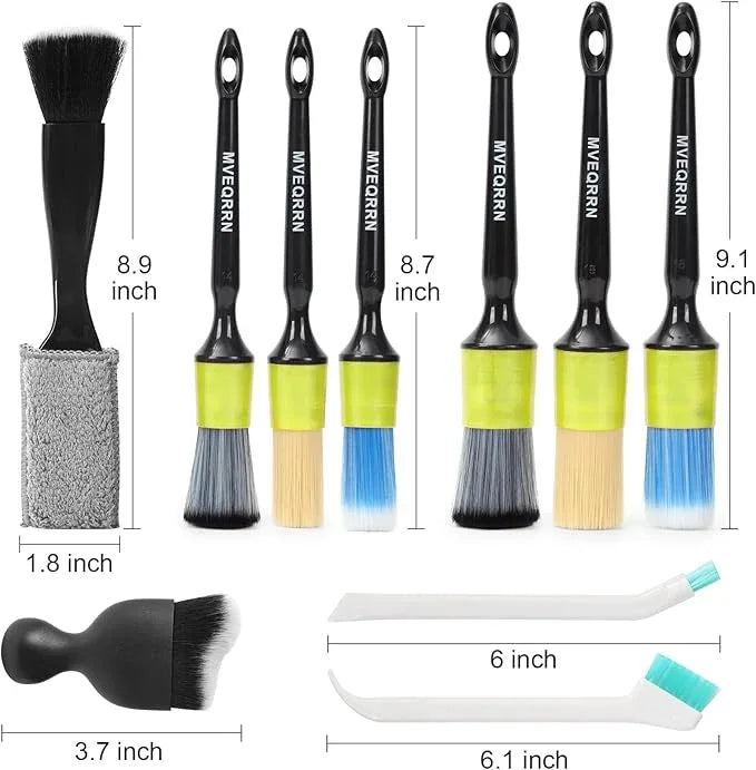 10PCS Car Detailing Brush Set,Boars Hair Car Cleaning Detail Brush kit,Ultra Soft No Scratch Car Dust Brush,Car Interior Detailing Brushes Kit,Detail Brushes Car Detailing for Interior Exterior(green) - NeatNest
