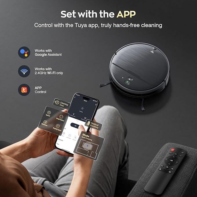 Robot Vacuum and Mop Combo, 2 in 1 Robotic Vacuums Cleaner with WiFi/App, Robot Vacuum with Water Tank, Strong Suction, Schedule, Self-Charging, Quiet, for Hard Floor, Pet Hair, Low Pile Carpet - NeatNest