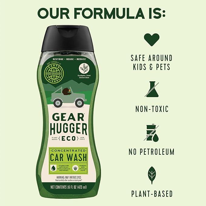 Gear Hugger Car Wash Soap (16 oz, Pack of 2) – Eco-Friendly Car Cleaner, Biodegradable Car Wash with Natural Saponins & Eucalyptus – Safe Car Soap for All Vehicle Surfaces - NeatNest