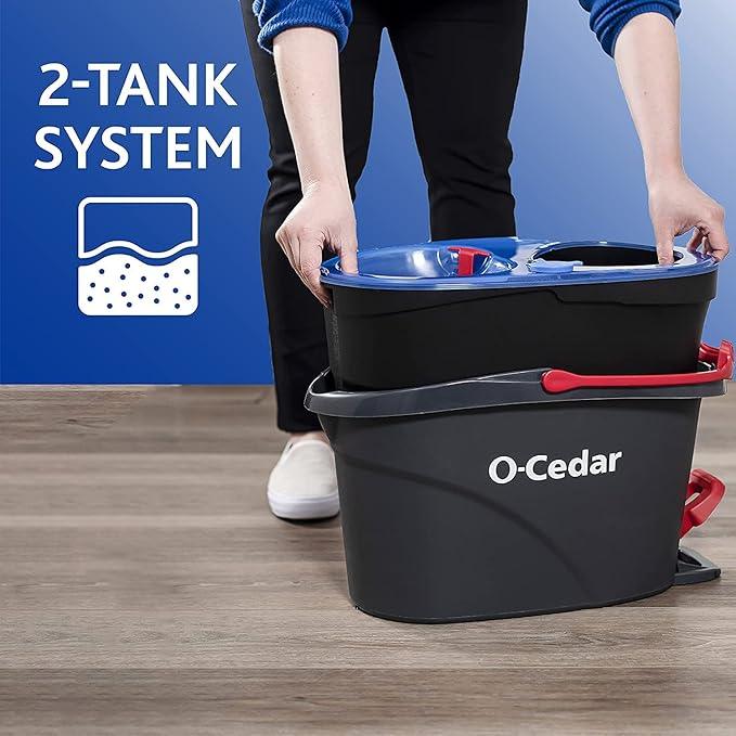 O-Cedar RinseClean Microfiber Spin Mop & Bucket Floor Cleaning System with 4 Extra Mop Head Replacements - NeatNest