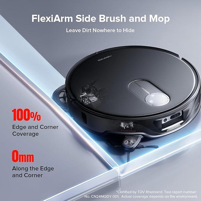 roborock Qrevo Slim Robot Vacuum and Mop Combo, 8.2cm Ultra-Slim, 3D Sensing Tech, Advanced Obstacle Recognition, 11,000Pa Suction, FlexiArm Side Brush & Mop, Auto Mop Washing & Drying, Self-Emptying - NeatNest