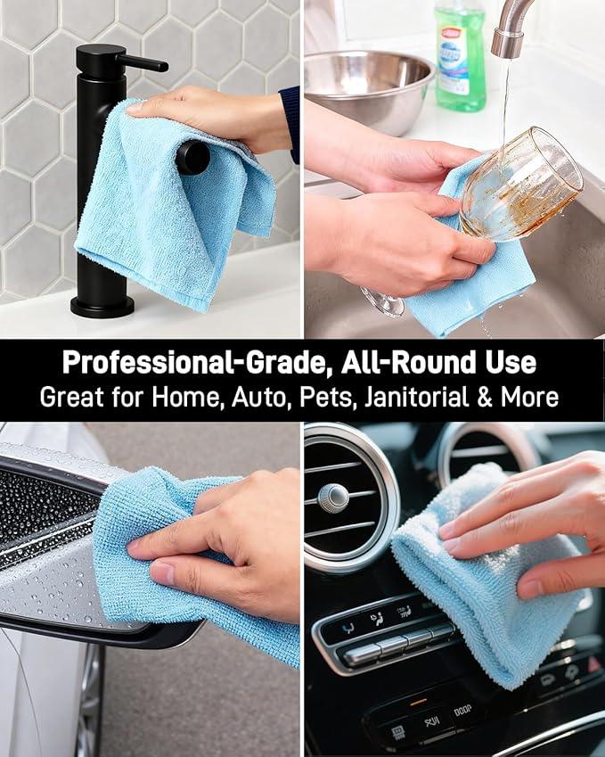 150 Pack Microfiber Cleaning Cloth Roll, XINDELL 12"x12" Tear-Off Lint-Free Towels for Car Detailing, Auto Window & Interior Cleaning Cloths – Ultra Absorbent, Scratch-Free, Blue - NeatNest