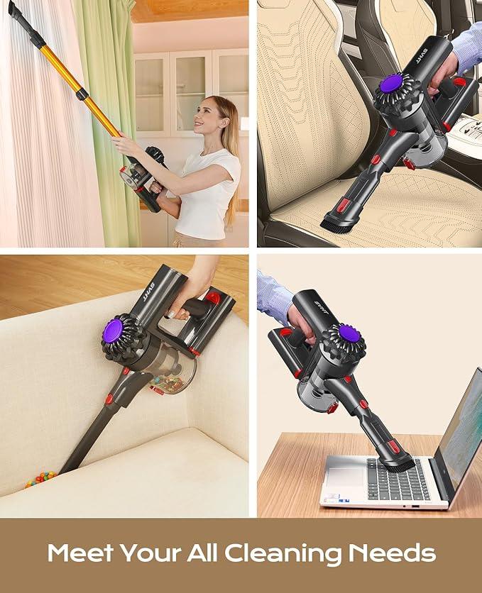 Cordless Vacuum Cleaner, 450W 40KPA Vacuum Cleaners for Home, 45Mins Lightweight Stick Vacuum with Advanced Green Light Tech, Rechargeable Battery Vacuum for Carpet,Pet Hair,Hardwood Floor - NeatNest