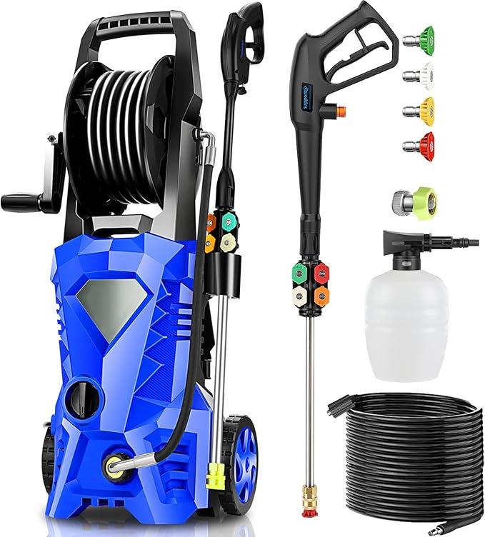 Electric Pressure Washer 5000 PSI 2.8 GPM High Power Washer with 4 Pressure Nozzle and Foam Cannon, powerwashers for Home, Car Washing, Fence Cleaning, Patio, Blue - NeatNest