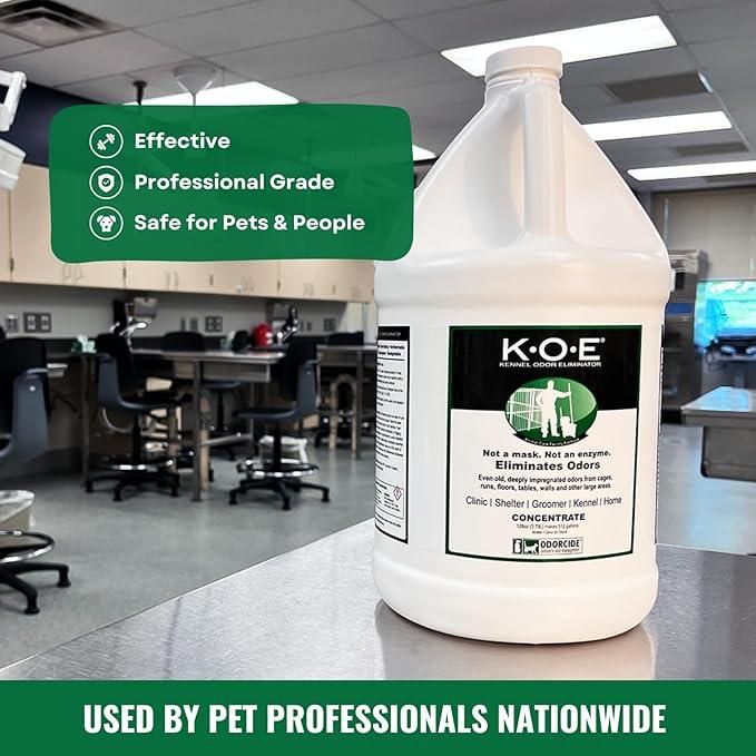 Thornell KOE Kennel Odor Eliminator Concentrate, Odor Eliminator for Strong Odors, Great for Cages, Runs, Floors & More, Pet Odor Eliminator for Home & Kennel w/Safe, Non-Enzymatic Formula, 128 oz - NeatNest